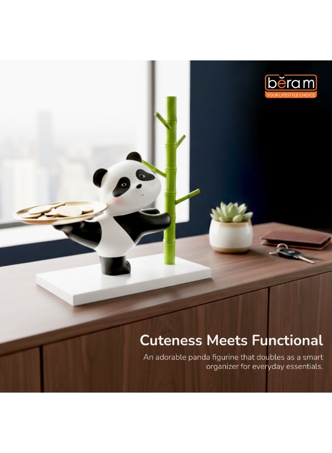 BERAM Panda Holder Décor Cute Resin Panda Figurine with Multi Purpose Tray Decorative Animal Sculpture for Keys Jewellery Candies Home Display Modern Desk Entryway Organizer - Image 5